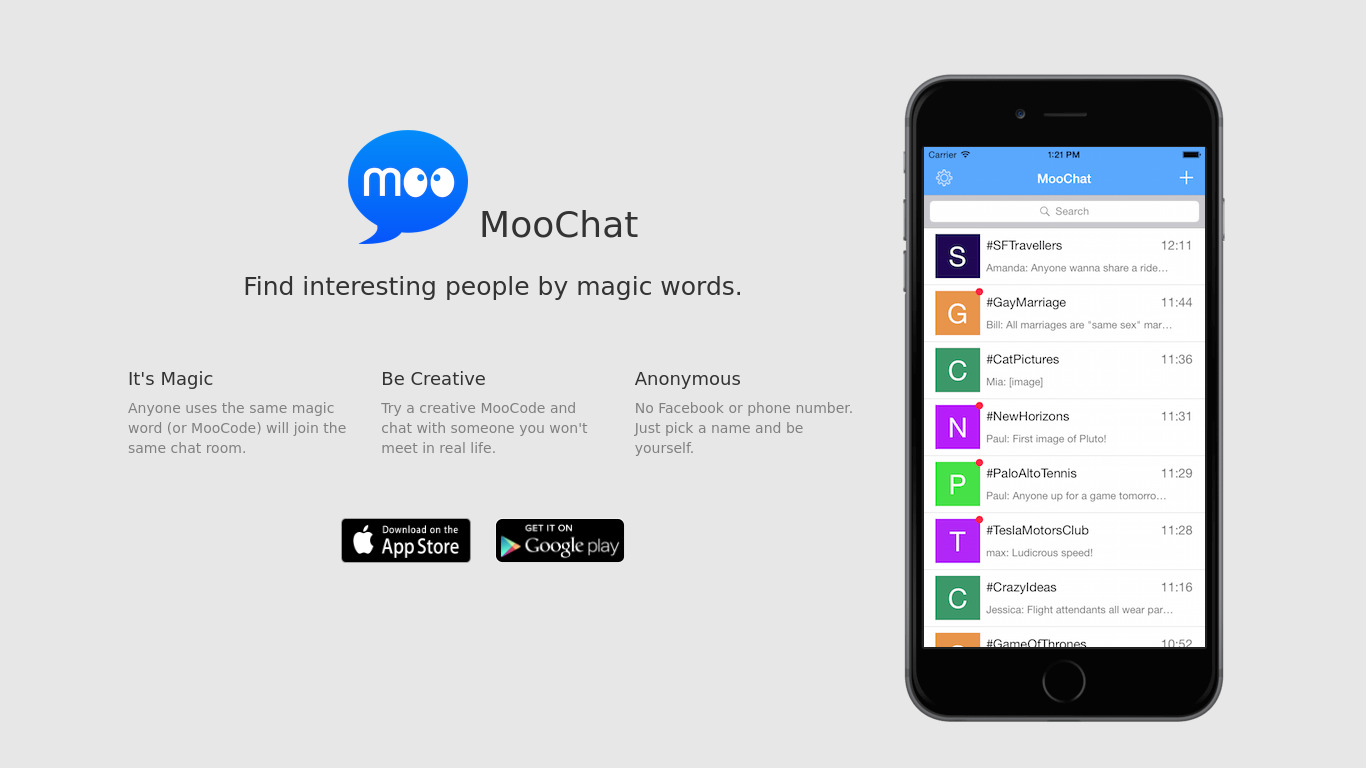 MooChat Landing page