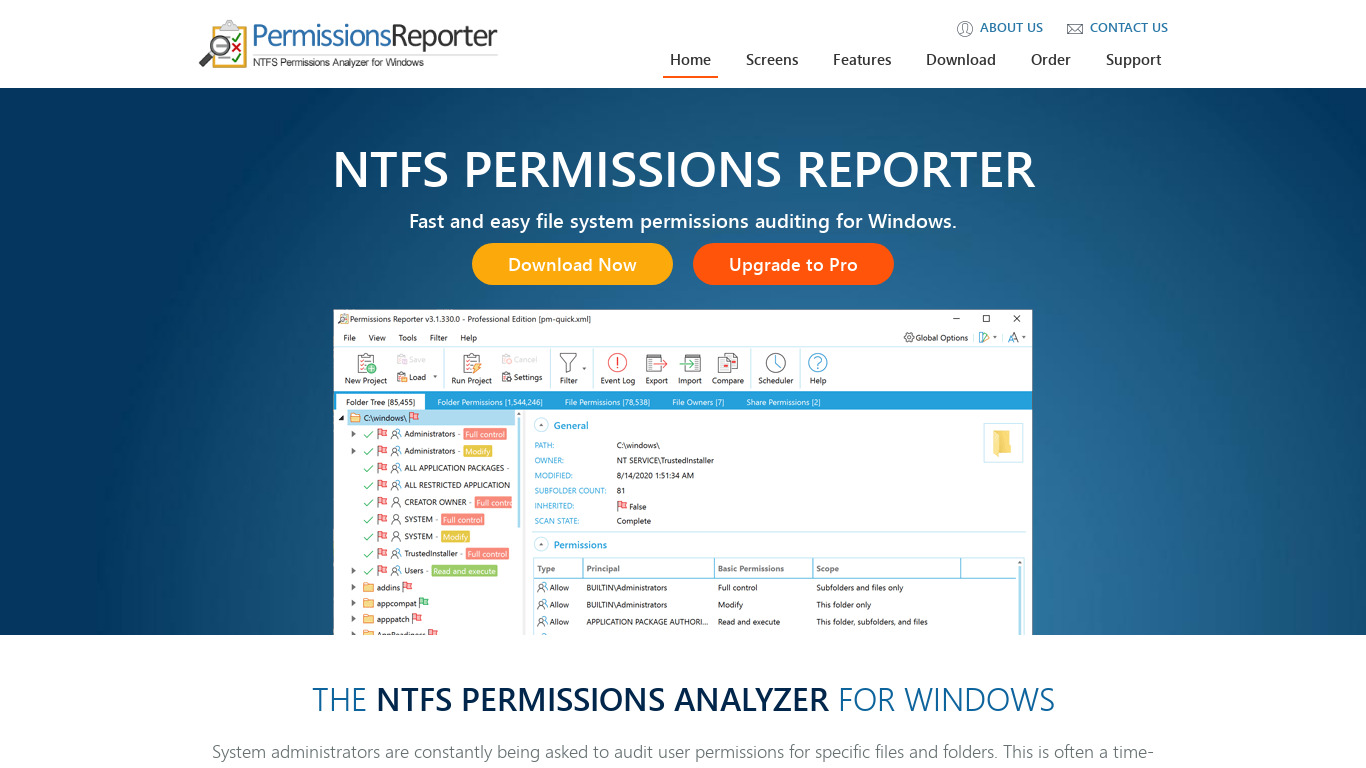 Permissions Reporter Landing page