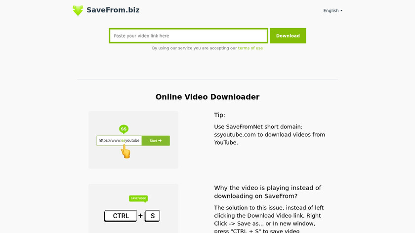 SaveFrom.Biz Landing Page
