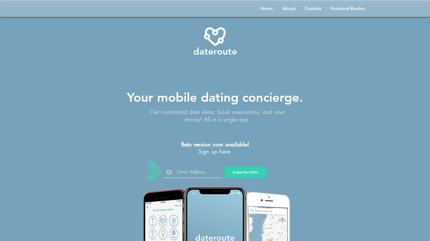 Dateroute Landing page