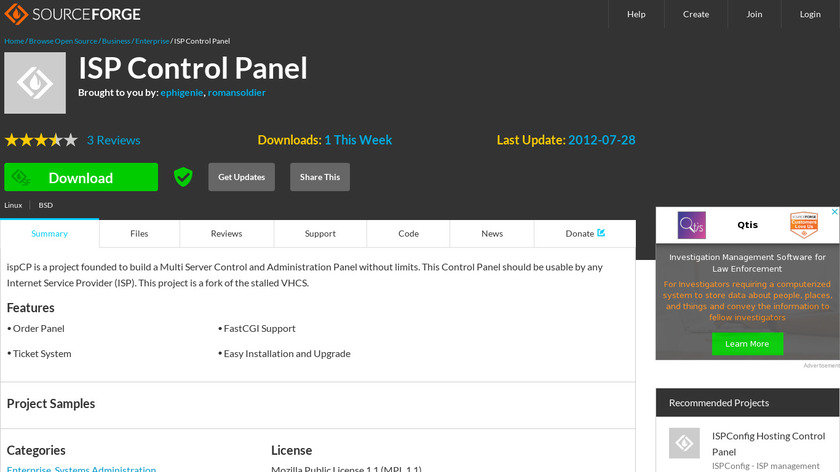 ispCP Landing Page