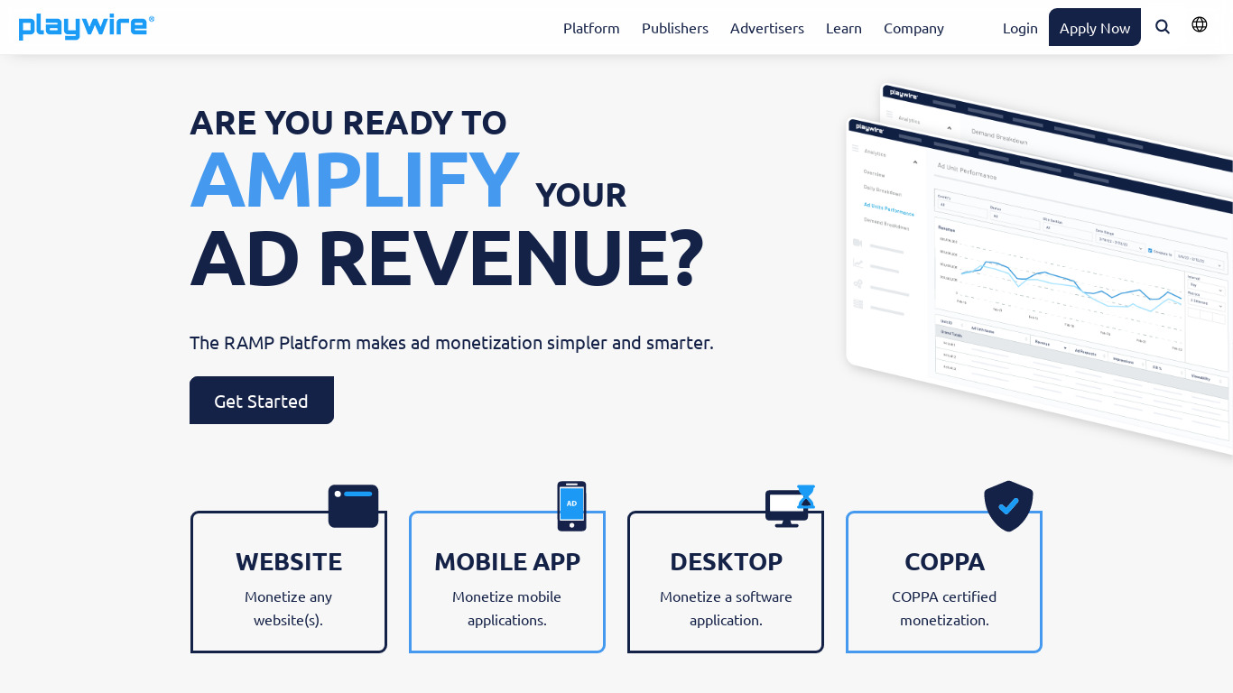 Playwire Landing page