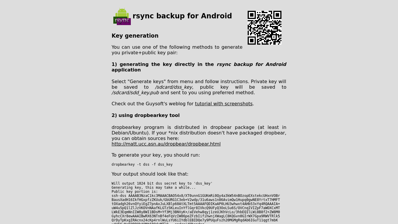 rsync backup for Android Landing page