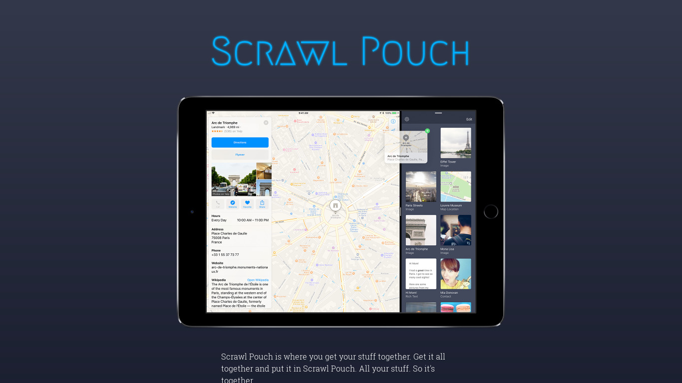 Scrawl Pouch Landing page