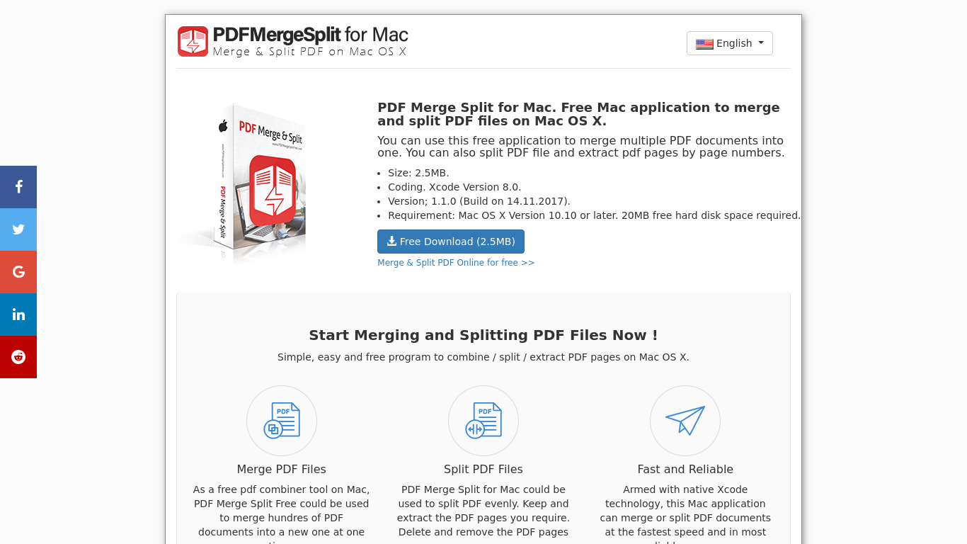 PDF Merge Split Free Landing page