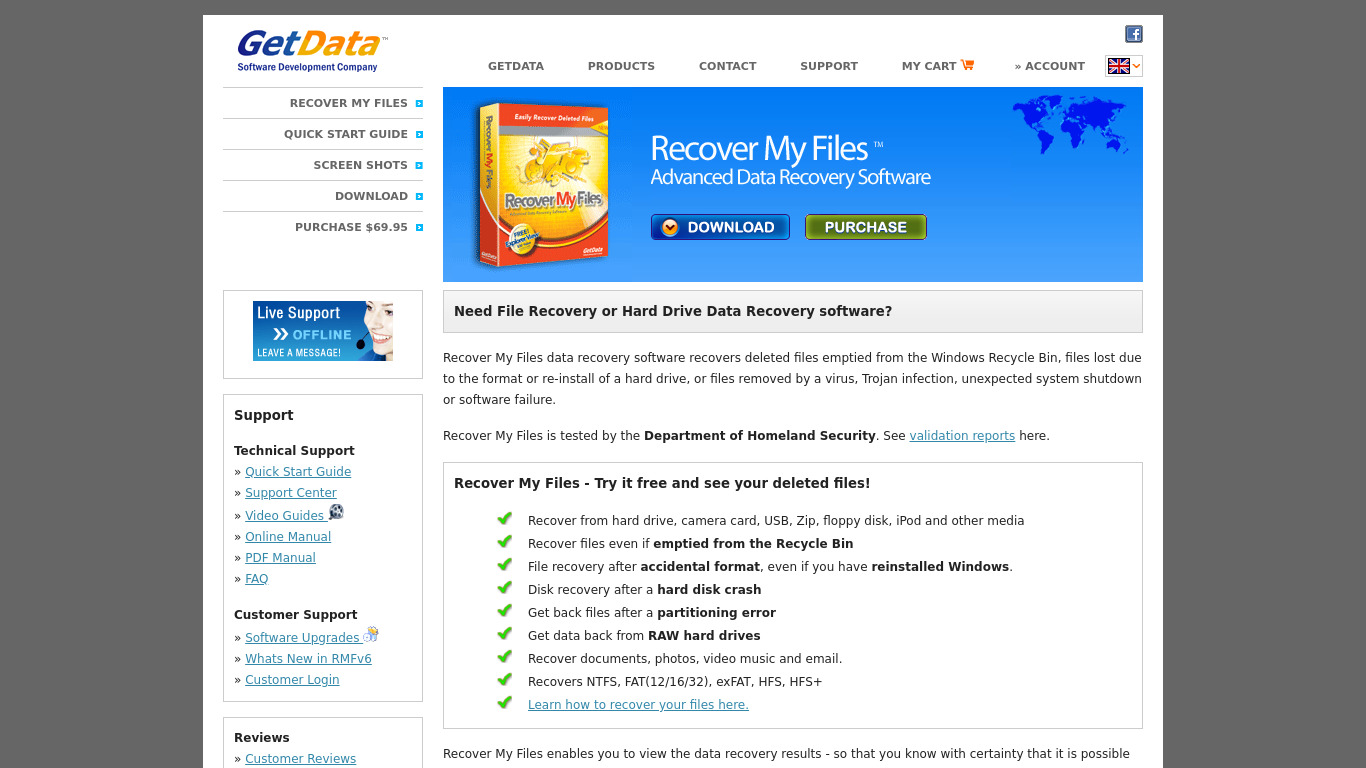 Recover My Files Landing page