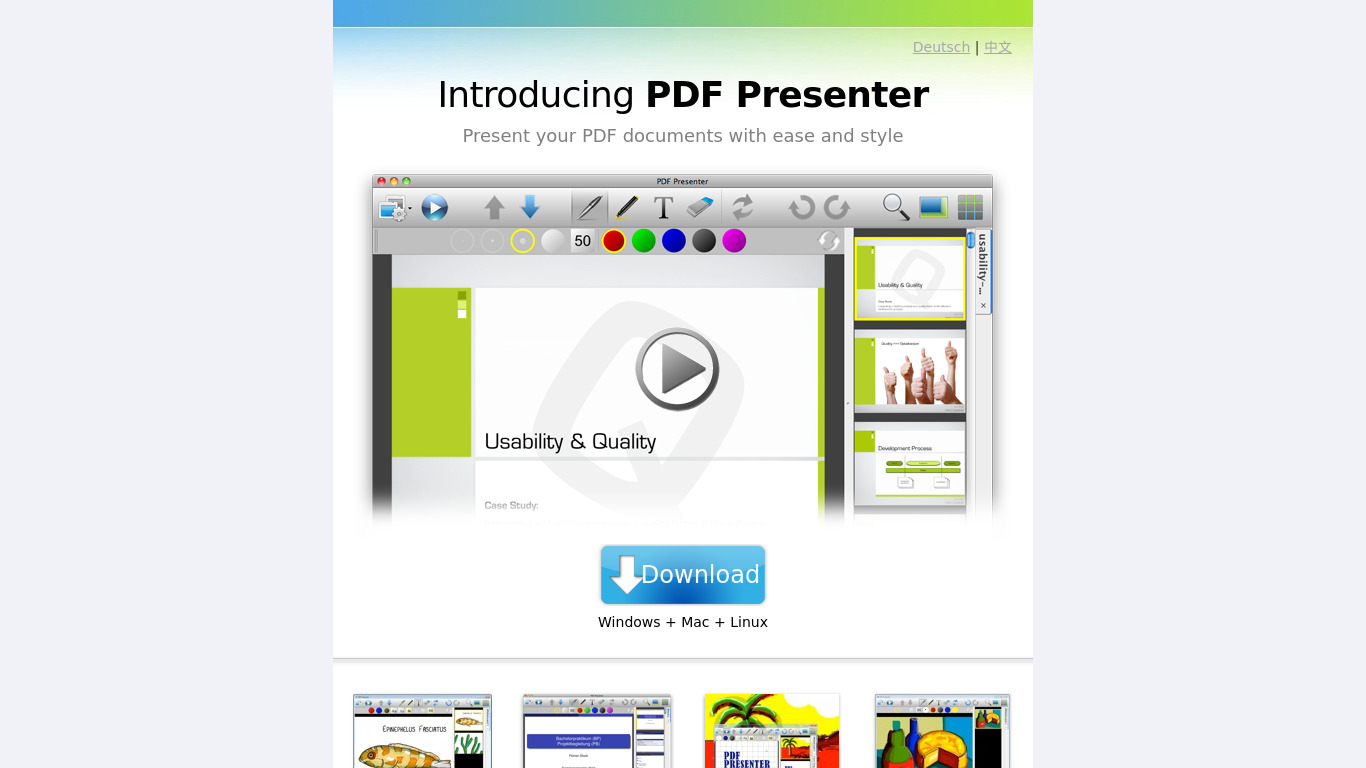 PDF Presenter Landing page