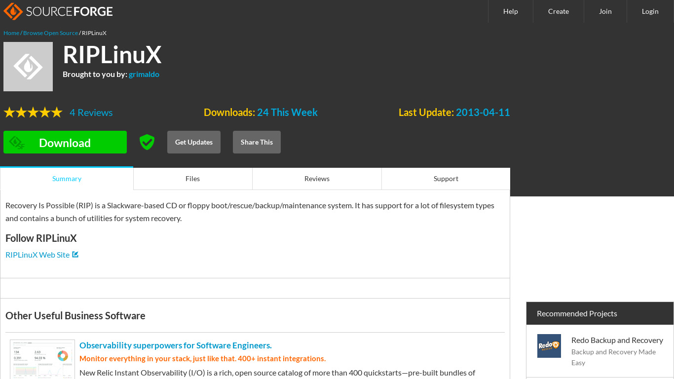RIPLinuX Landing page
