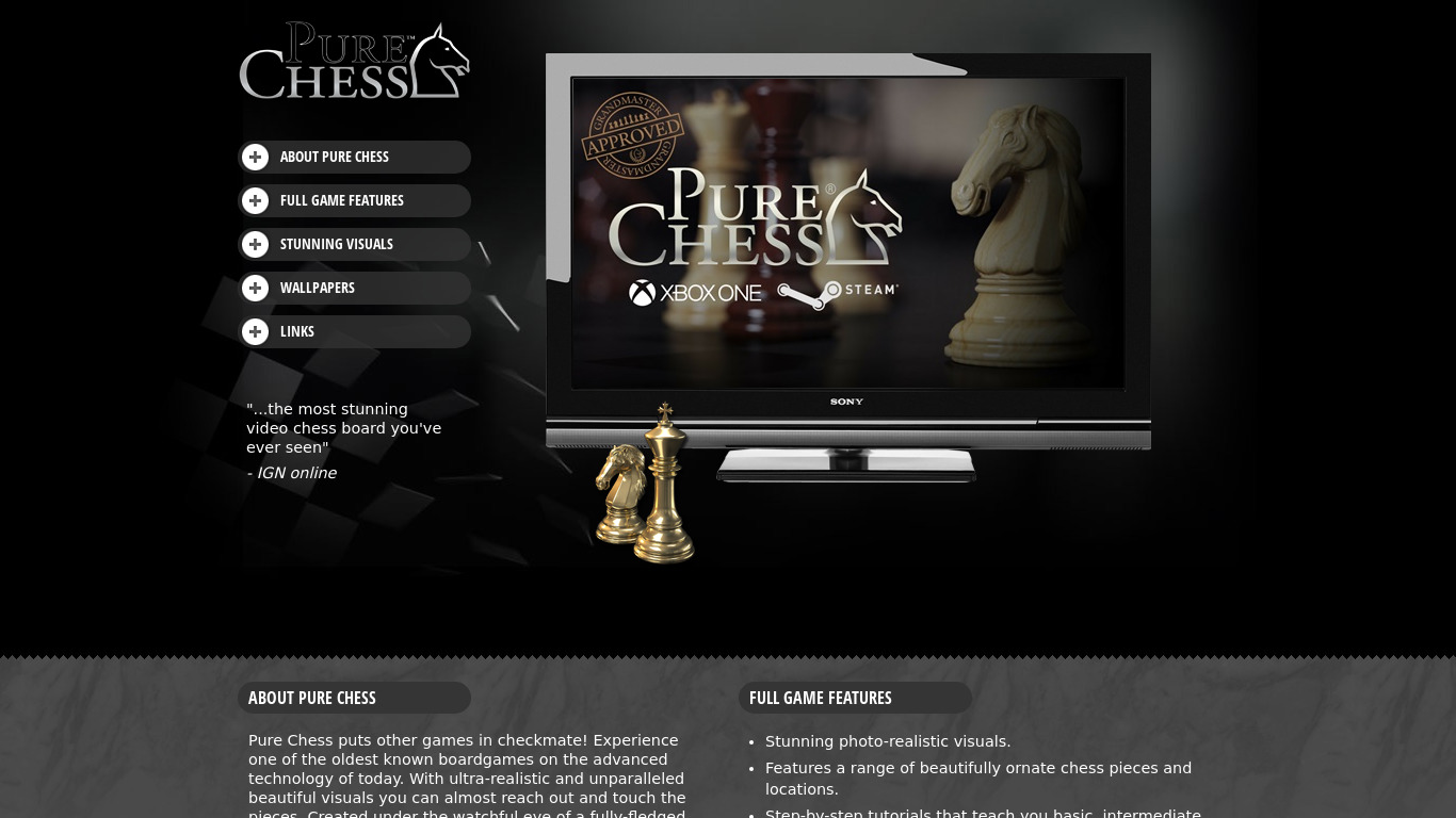 Pure Chess Landing page