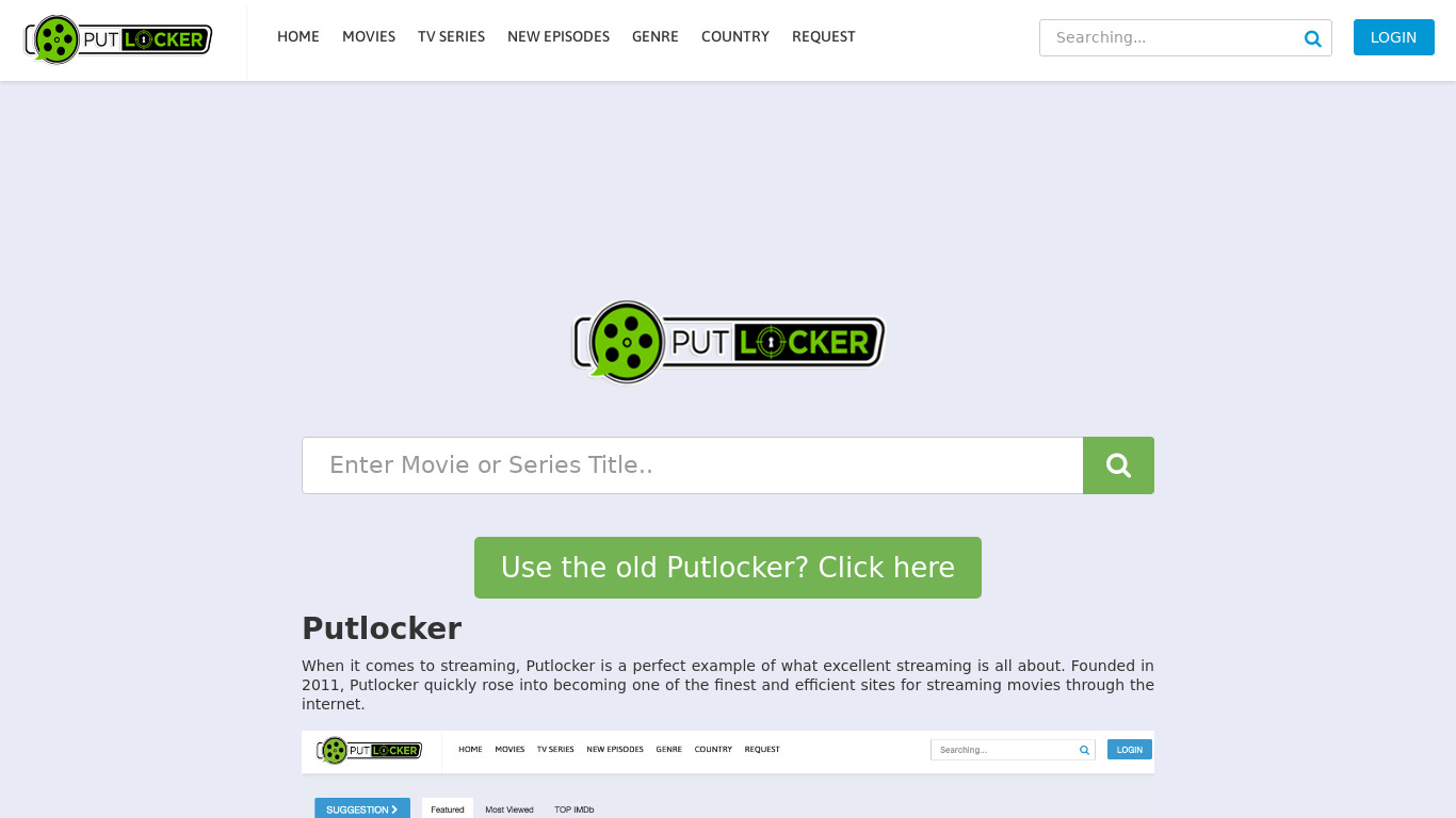Putlockers.co Landing page