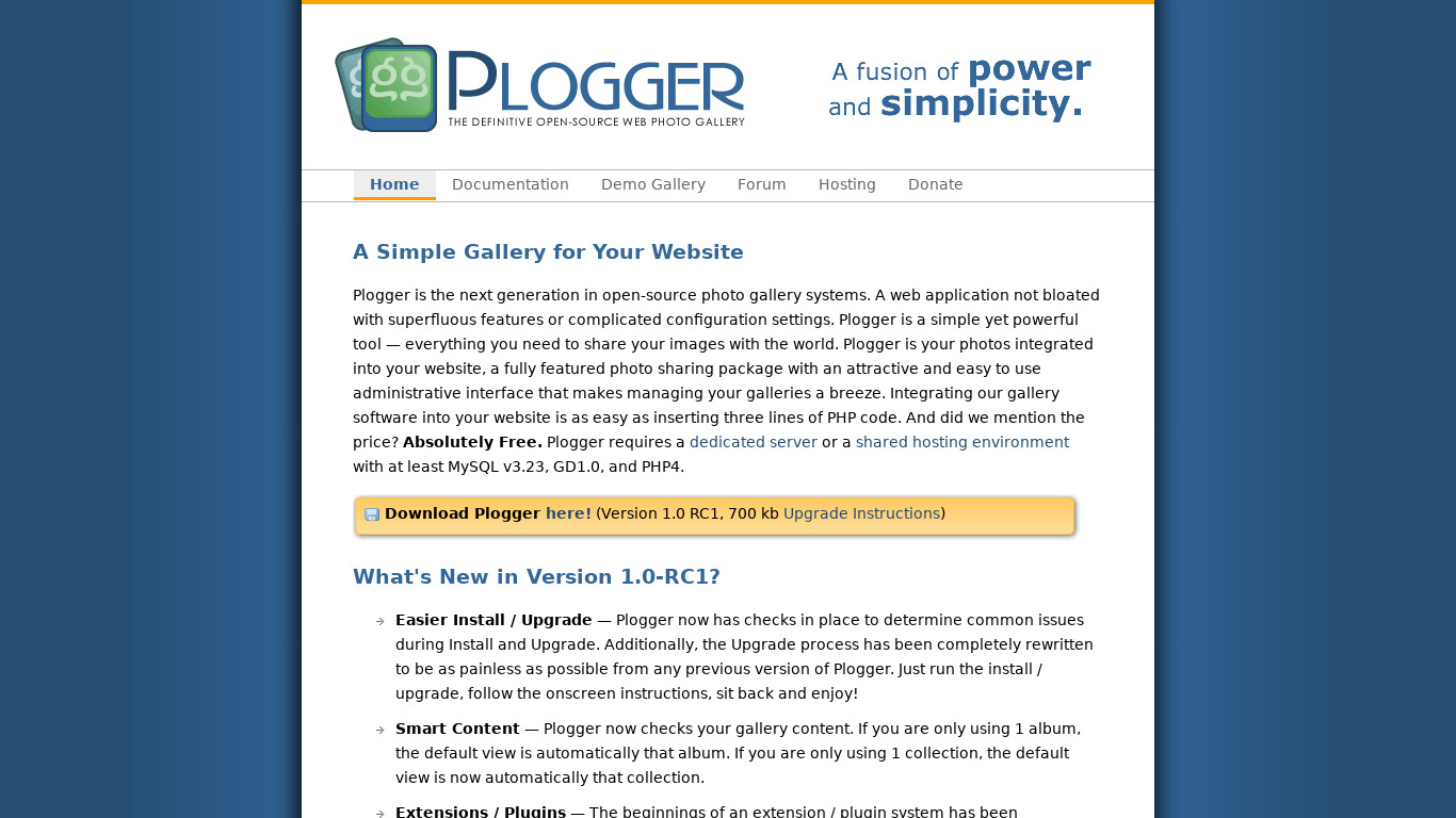 Plogger Landing page
