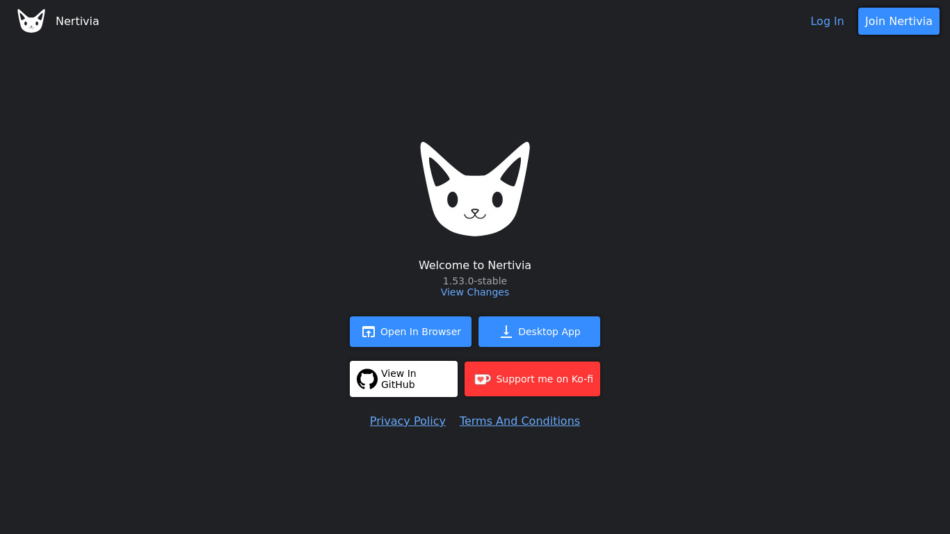 Nertivia - Chat Client Landing page