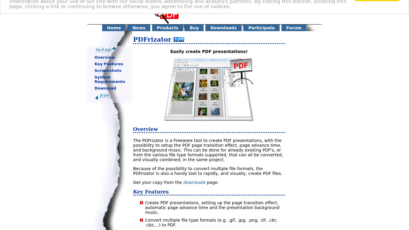 PDFrizator Landing page
