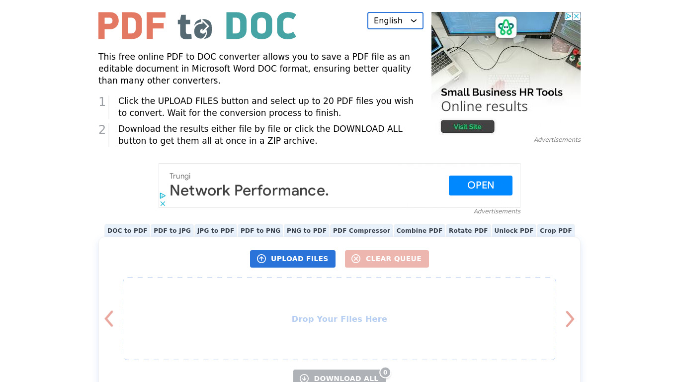 PDF2DOC Landing page