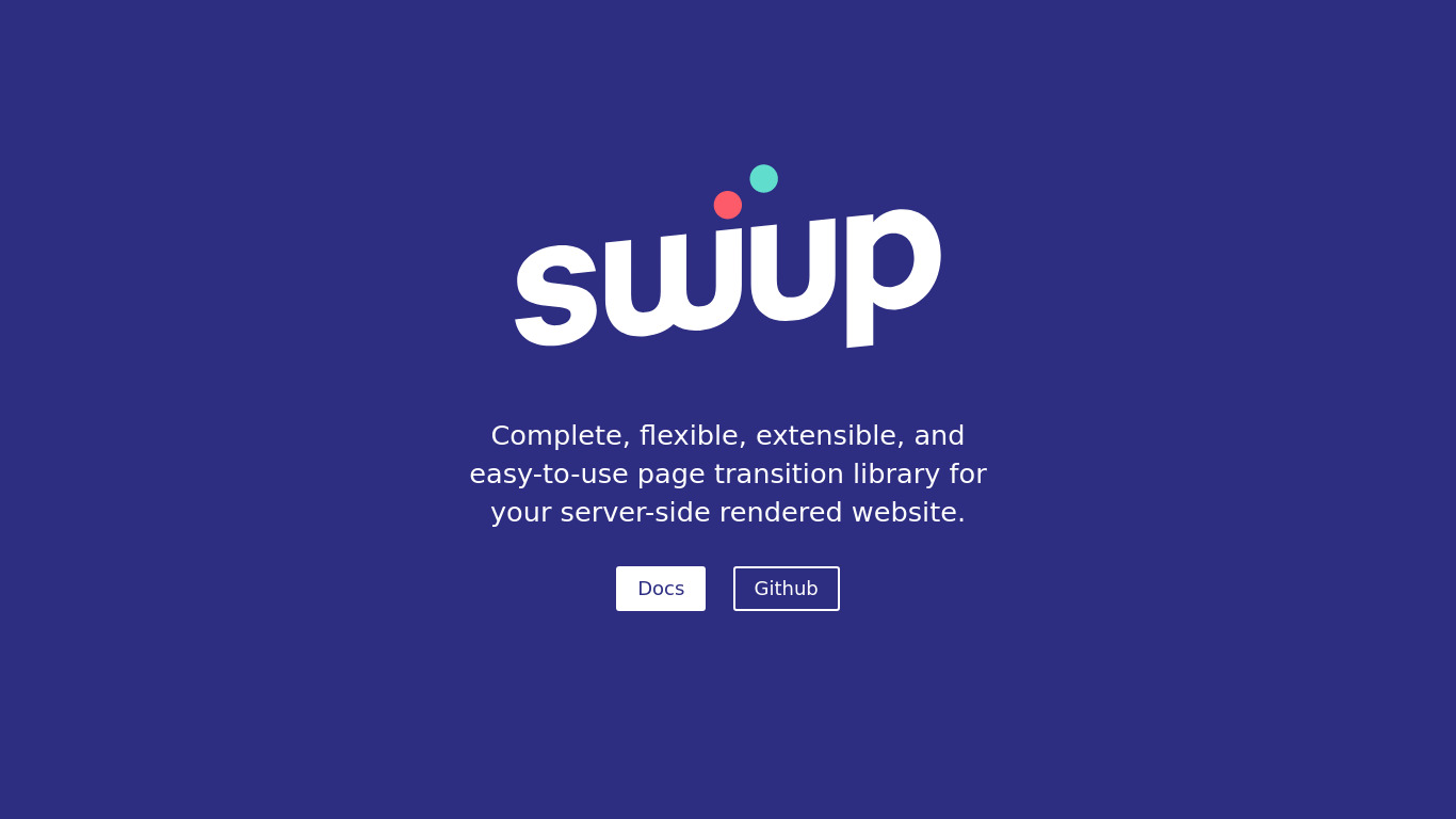 Swup Landing page