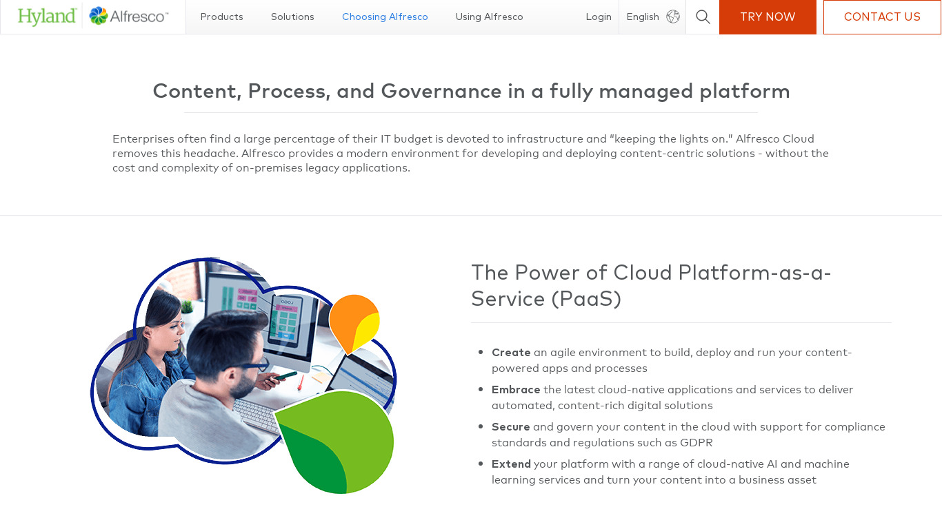 Alfresco in the Cloud Landing page