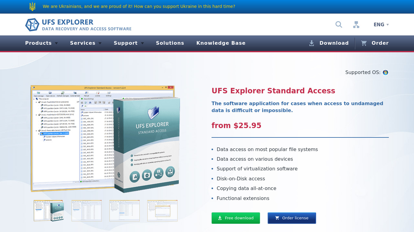 UFS Explorer Standard Access Landing page