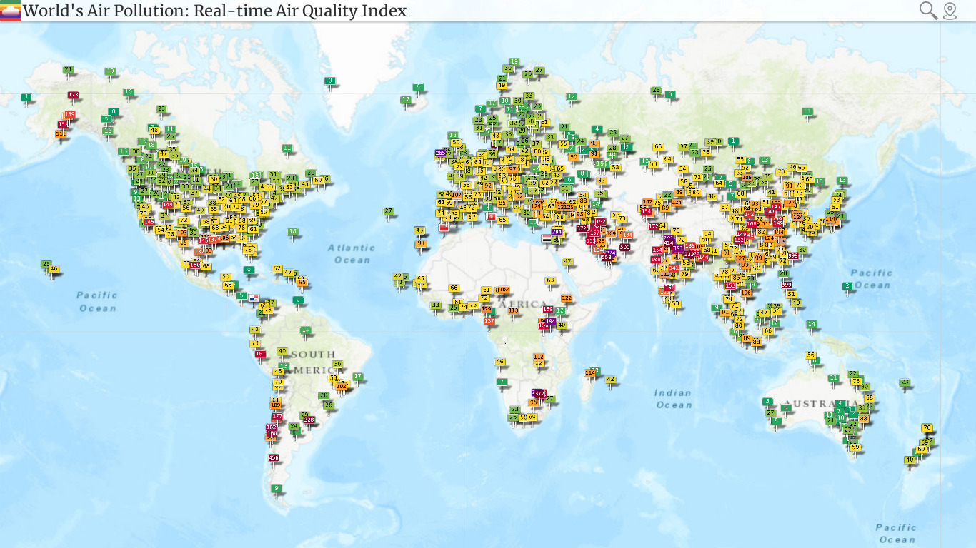 World Air Quality Index Landing page