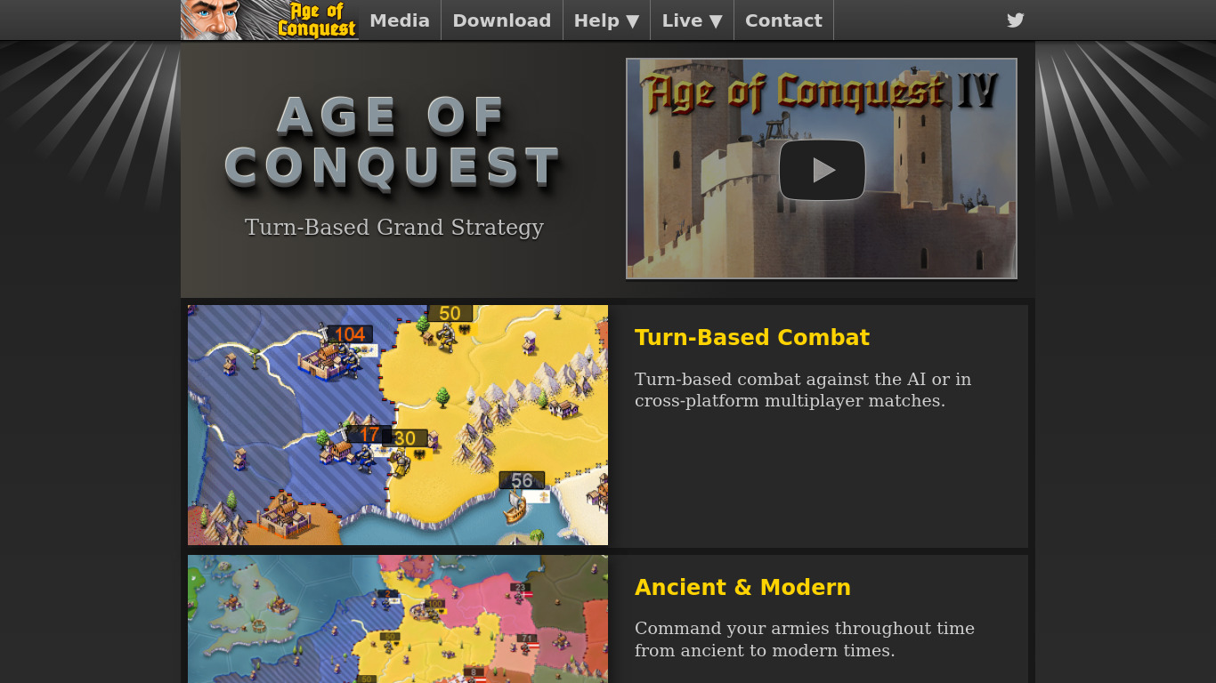 Age of Conquest Landing page