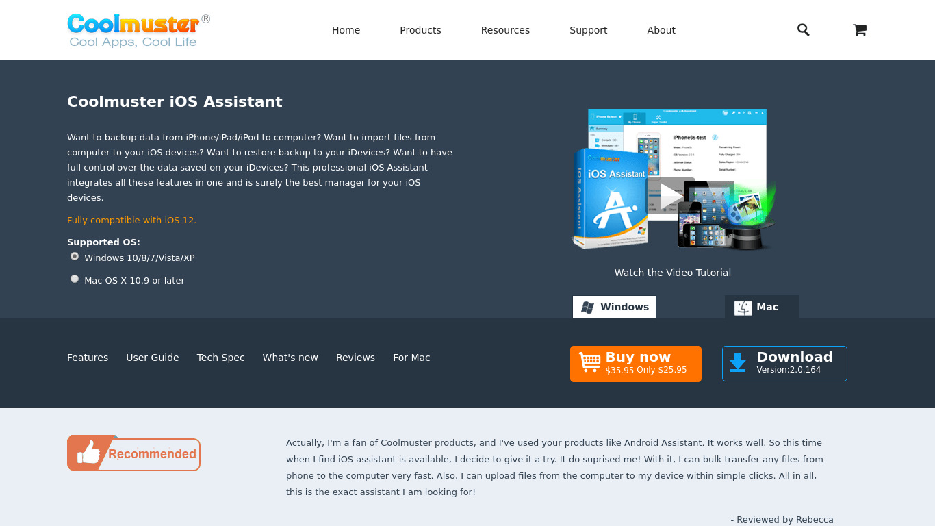 Coolmuster iOS Assistant Landing page