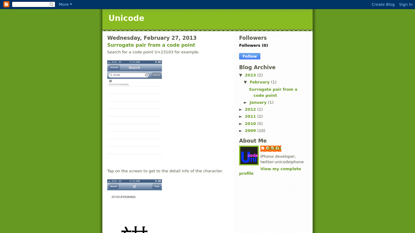 UnicodeTable Landing page