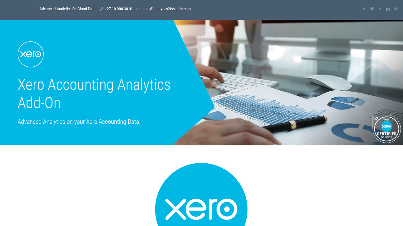 Xero Accounting Analytics Add On Landing page