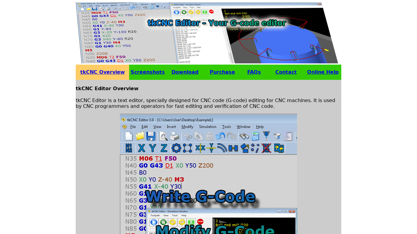 tkCNC Editor Landing page