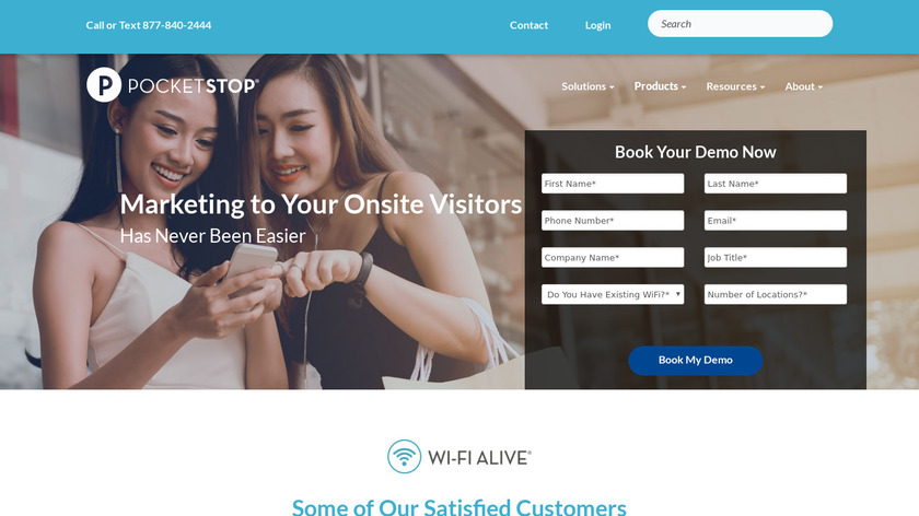pocketstop.com Wi-Fi Alive Landing Page