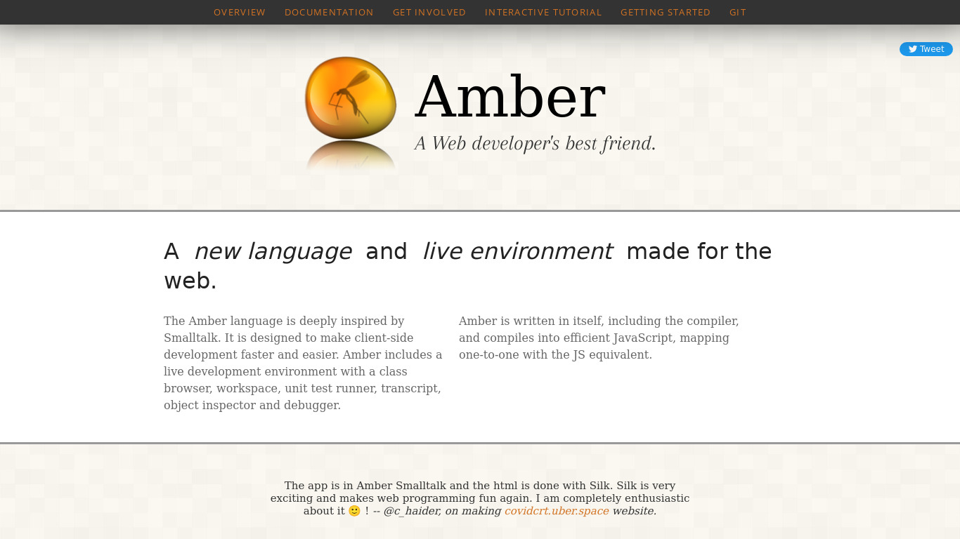 Amber Smalltalk Landing page