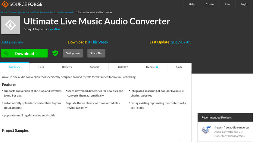 Ultimate Live Music Audio Converter Landing Page