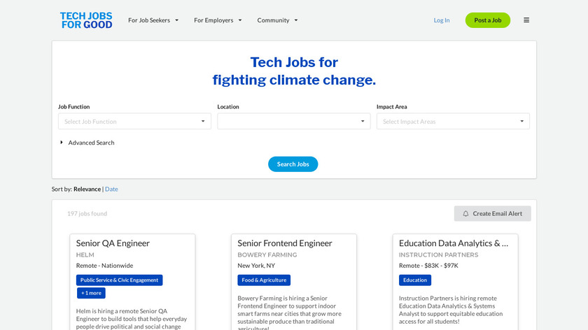 Tech Jobs for Good Landing Page