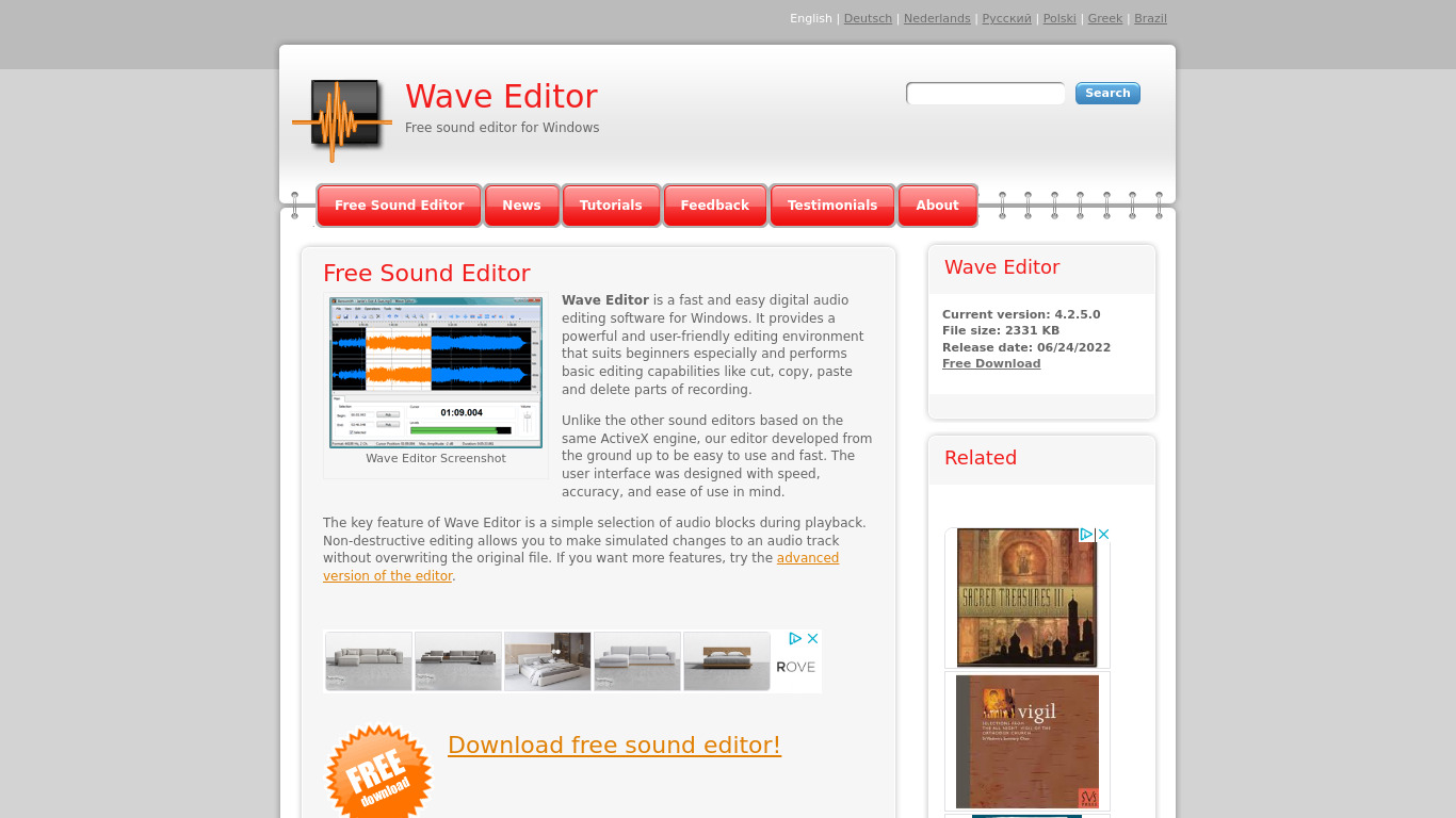 Wave Editor Landing page