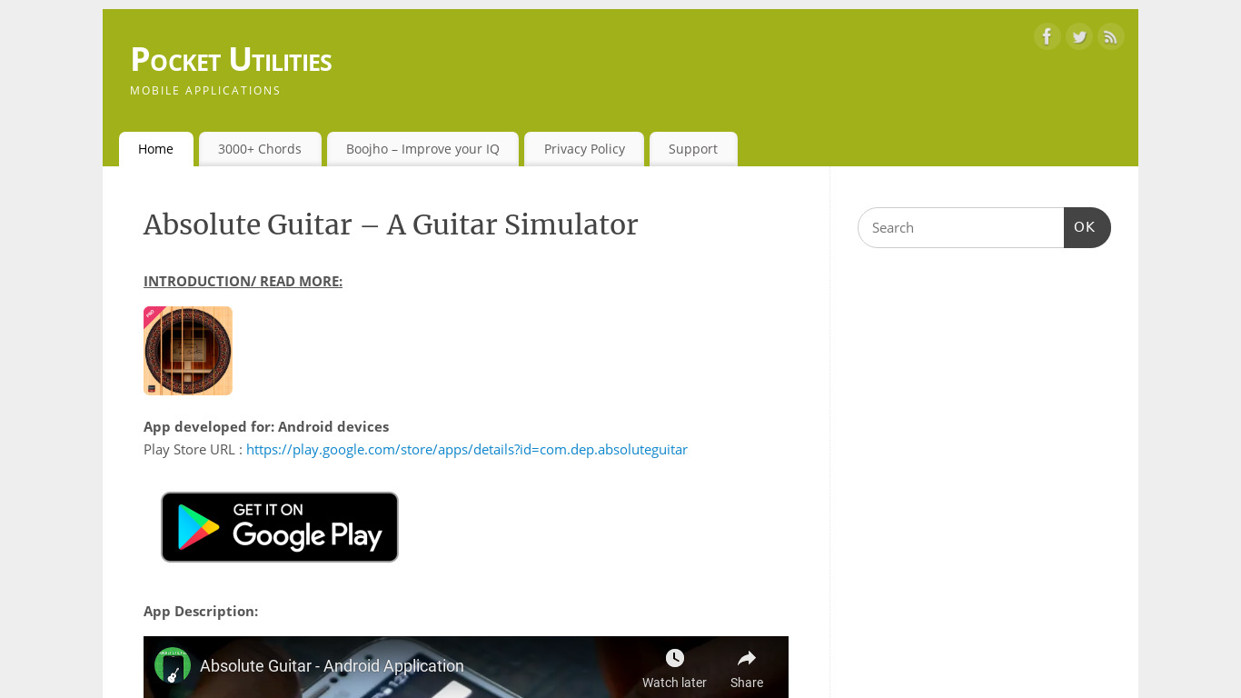 Absolute Guitar Landing page