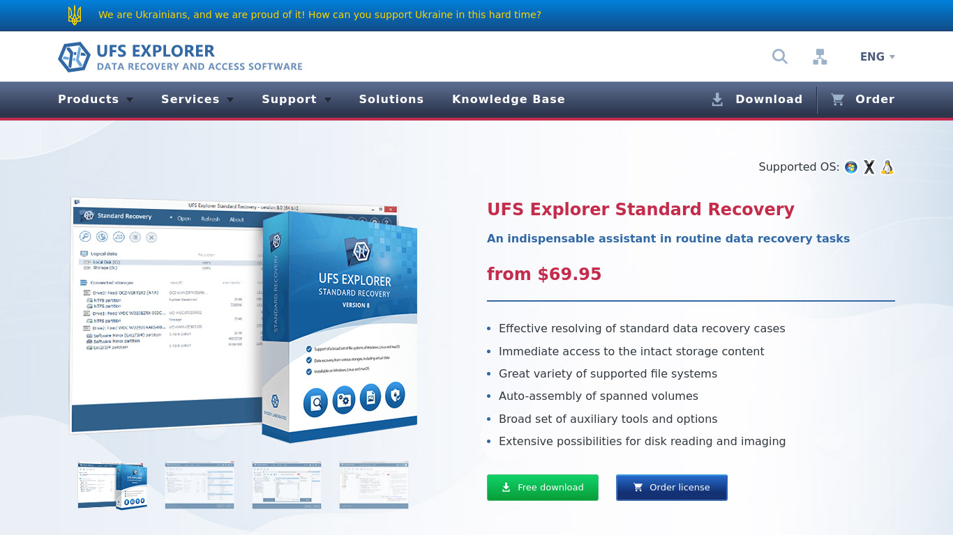 UFS Explorer Standard Recovery Landing page