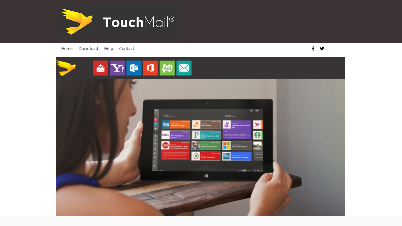 TouchMail Landing page