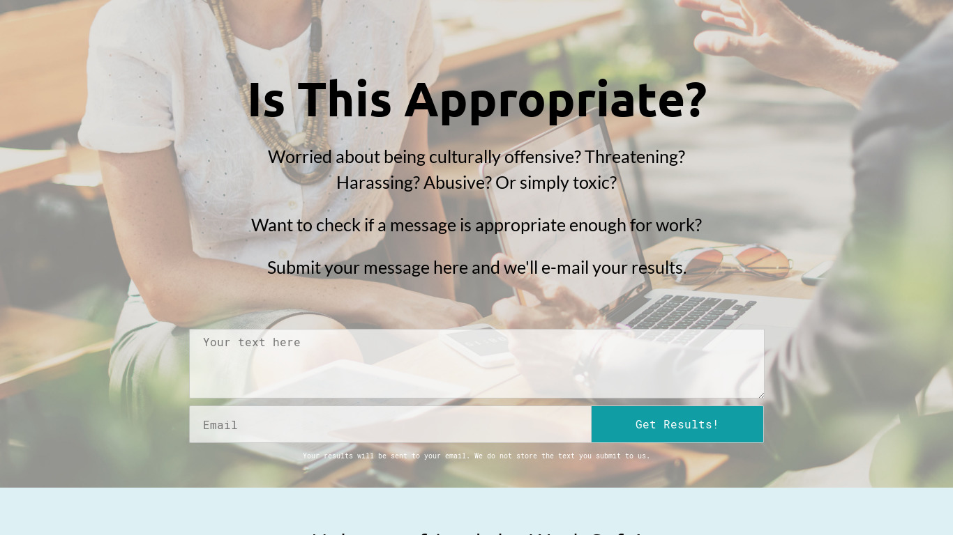 Is This Appropriate? by WorkSafe Landing page