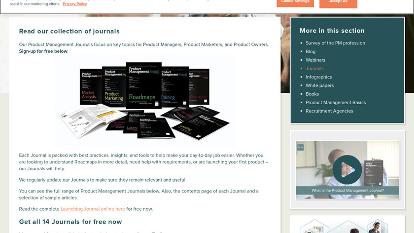 Product Management Journal Landing Page