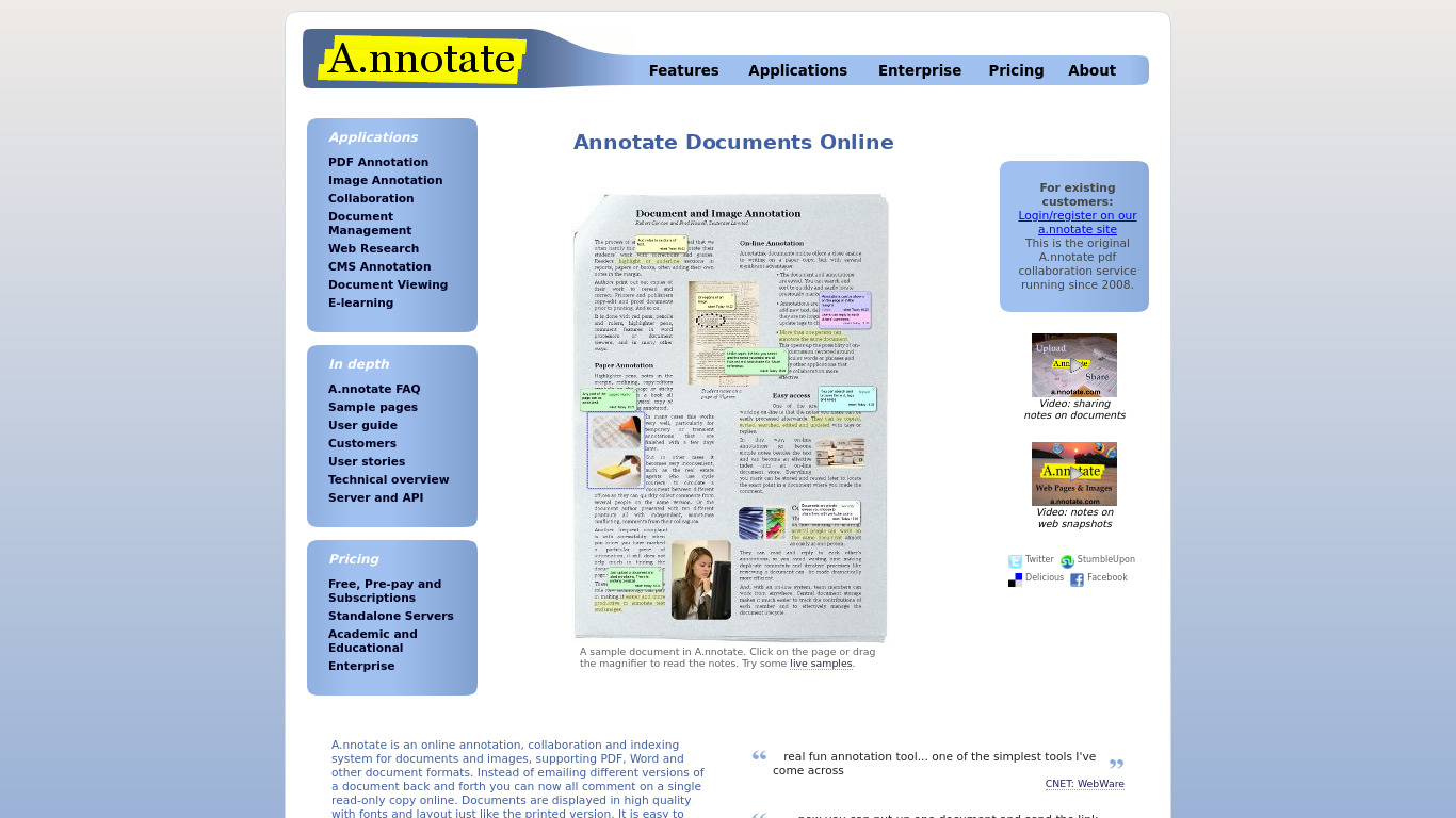 A.nnotate Landing page