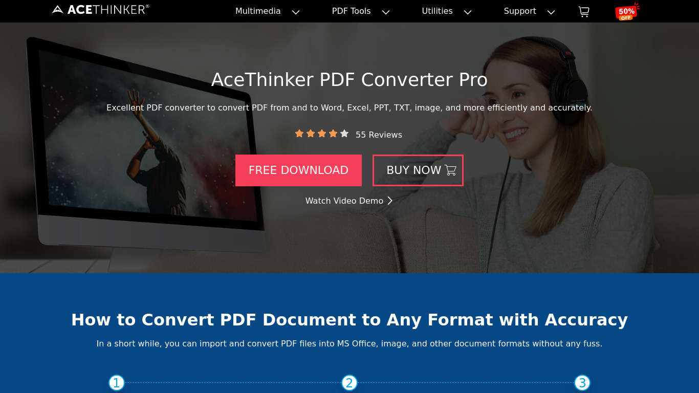 Acethinker PDF Converter Pro Landing page