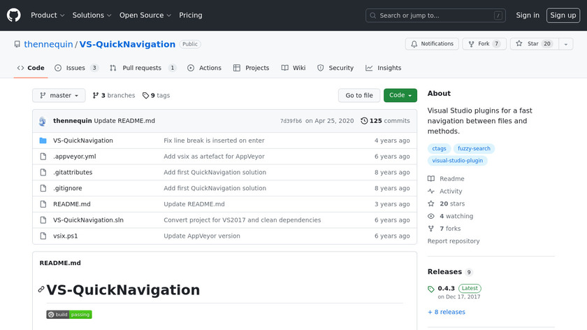 VS-QuickNavigation Landing Page