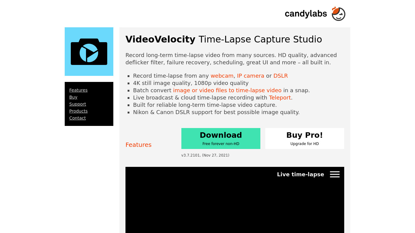 VideoVelocity Landing page