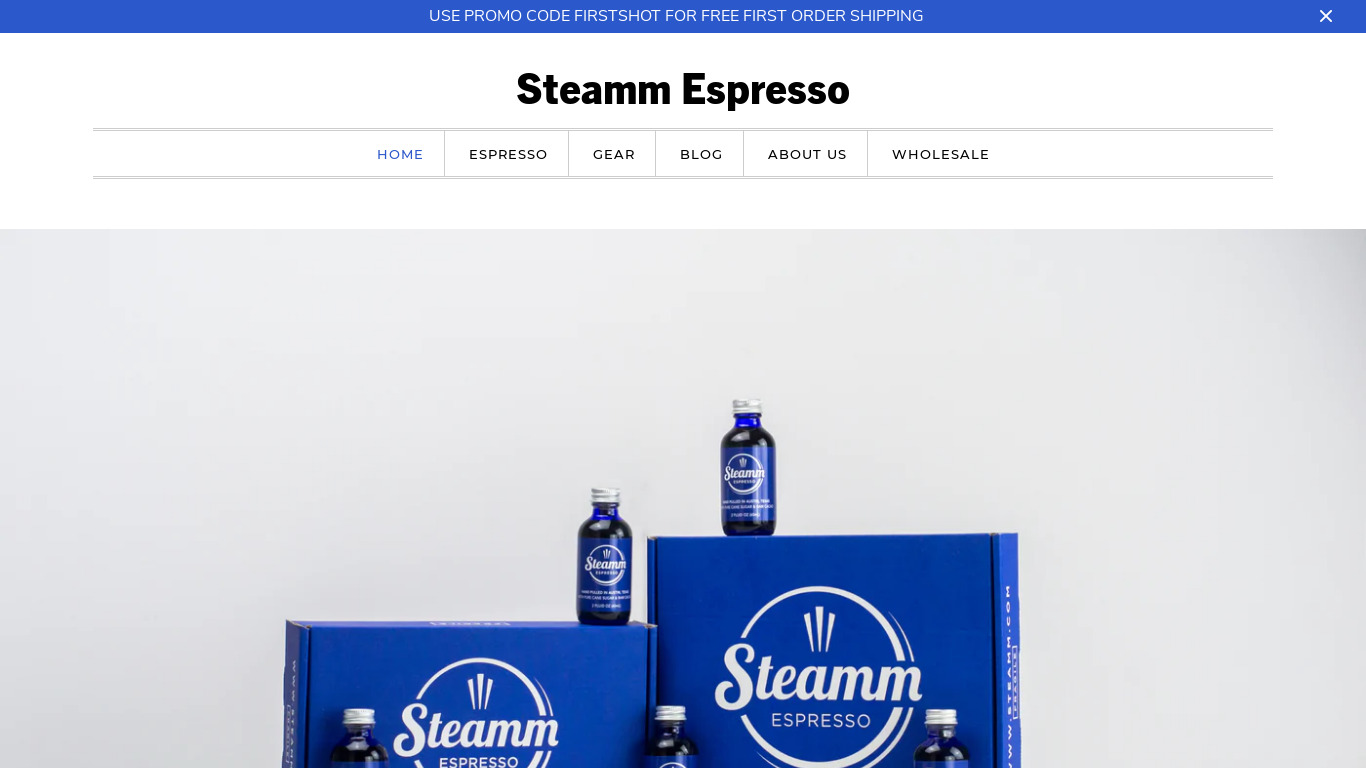 Steamm Bottled Espresso Landing page