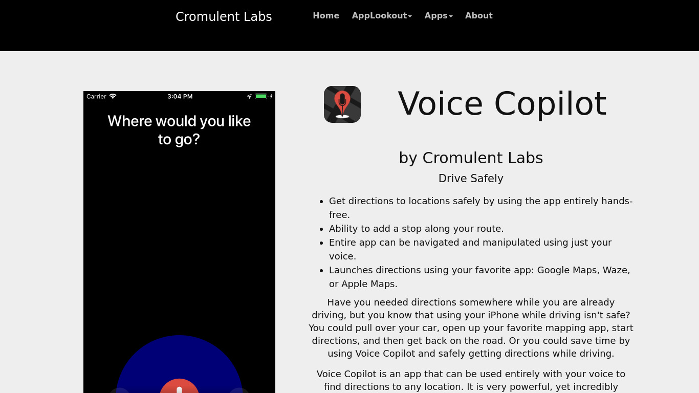 Voice Copilot Landing page