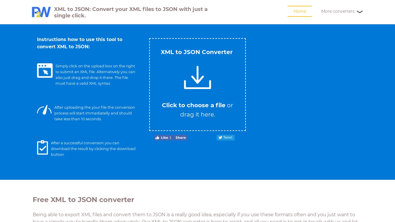XML 2 JSON Landing page