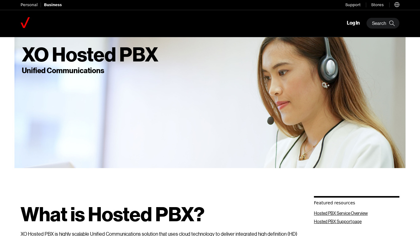XO Hosted PBX Landing page