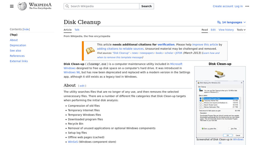 Windows Disk Cleanup Landing Page