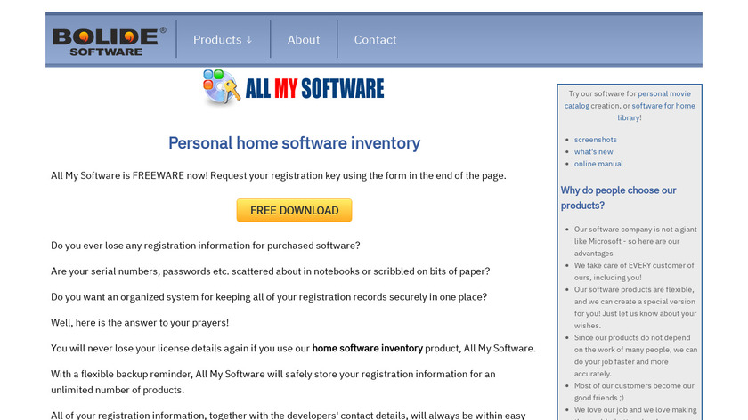 All My Software Landing Page