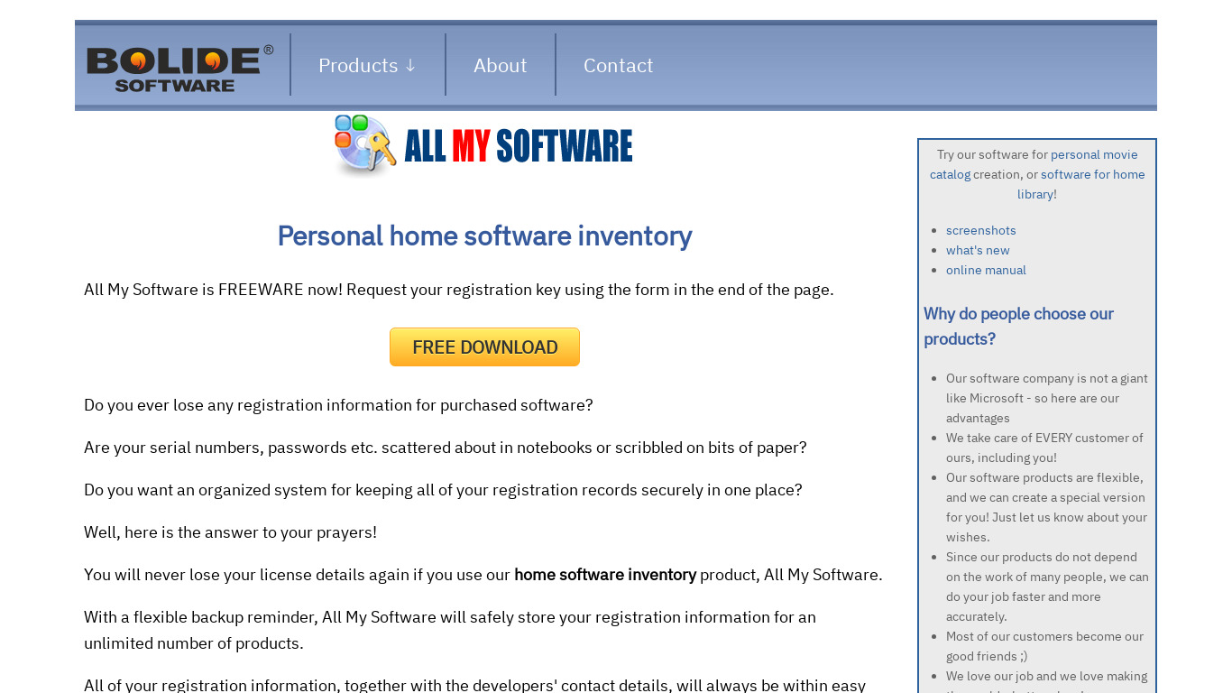 All My Software Landing page