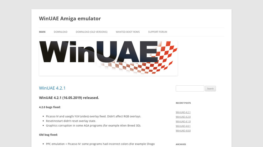 WinUAE Landing Page