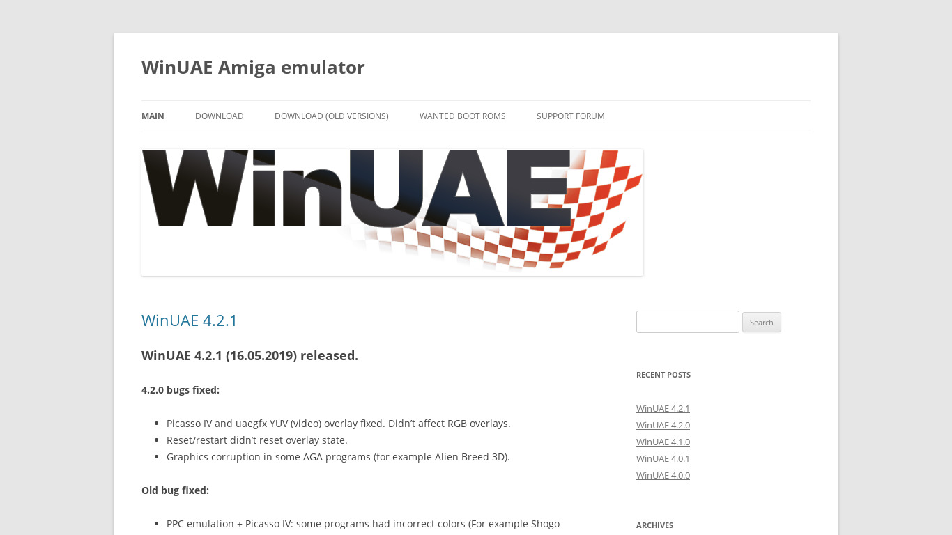 WinUAE Landing page